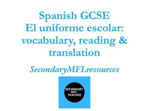 Spanish School Uniform el uniforme | Teaching Resources