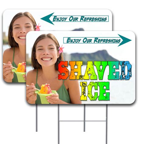 2 Pack Shaved Ice Yard Sign 16 X 24 Double Sided Print With Metal