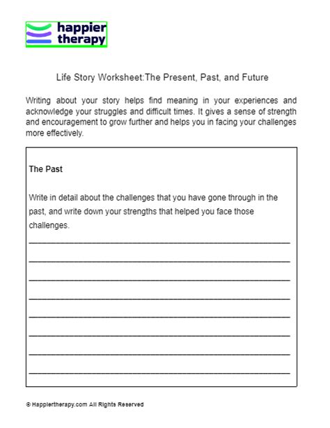 Life Story Worksheet The Present Past And Future Happiertherapy