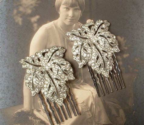 Pair Original Art Deco 1920s Rhinestone Bridal Hair Combs Etsy