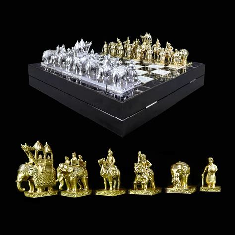 Indian Chess Set With Chessboard-indian Solder Chess Game - Etsy UK