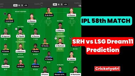 Srh Vs Lsg Dream11 Prediction In Hindi ये टीम बना के बन सकते है नंबर 1 पिच रिपोर्ट Fantasy