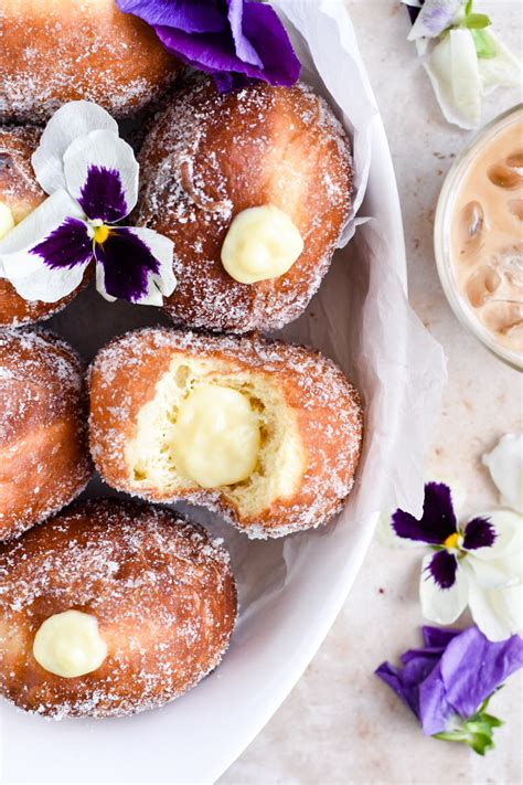 Vanilla Cream Brioche Doughnuts Honeyed Sundays