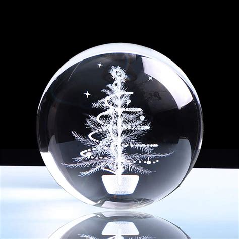 Qianyue 80mm Crystal Ball For 3d Laser Engraved Miniature Christmas Tree Glass Globe Crystal