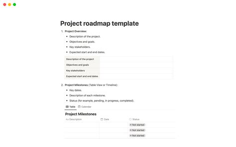 Project roadmap | Notion Template