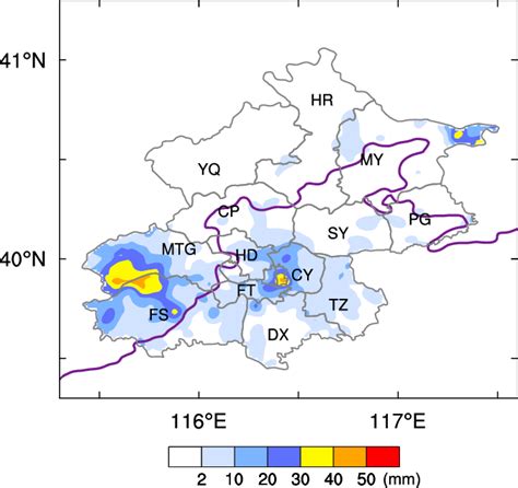 As In Fig 1a But For The Simulated 3 H Accumulated Precipitation