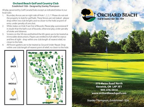 Scorecard - Orchard Beach Golf & Country Club