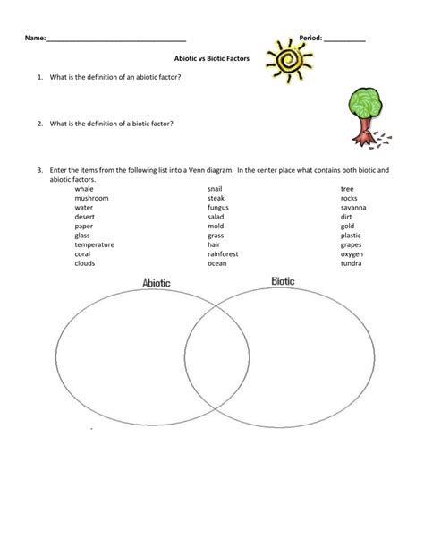 Abiotic Vs Biotic Factors Worksheet Answers Printable Recipe Worksheets Library