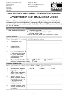 Fillable Online Sholland Gov SHDC Sex Establishment Licence Application