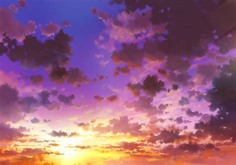 Download Serene Anime Sunset In A Dreamy World