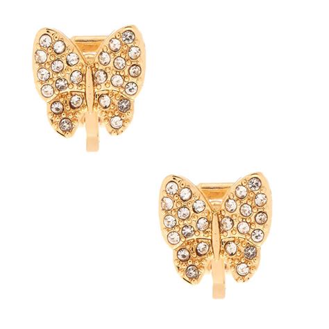 Gold Butterfly Clip On Earrings Claires Us