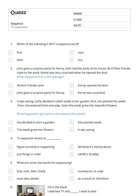 50 Sequencing Events Worksheets For 3rd Grade On Quizizz Free