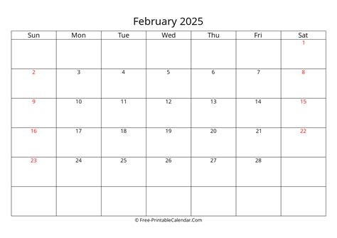 Printable February 2025 Calendar With Lines Printable Free Ester