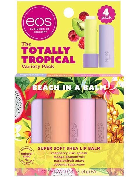Набор бальзамов для губ Тропический EOS Super Soft Shea 4-pack Lip ...