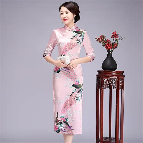 Autumn Female Slim Cheongsams Velour 3 4 Flare Sleeve Qipao Sexy