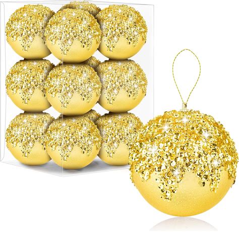 Amazon 12 Pcs 4 Inch Large Christmas Ball Ornaments Gold Christmas