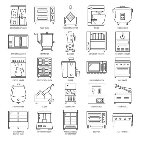 Premium Vector Professional Kitchen Equipment Icon Set