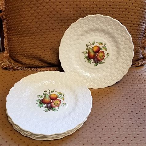 Vintage Spode Copeland England Alden Floral Fruit Dinner Plates