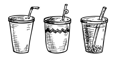 Cute Cup Of Water Milkshake Juice Or Soda Drink Illustration Simple