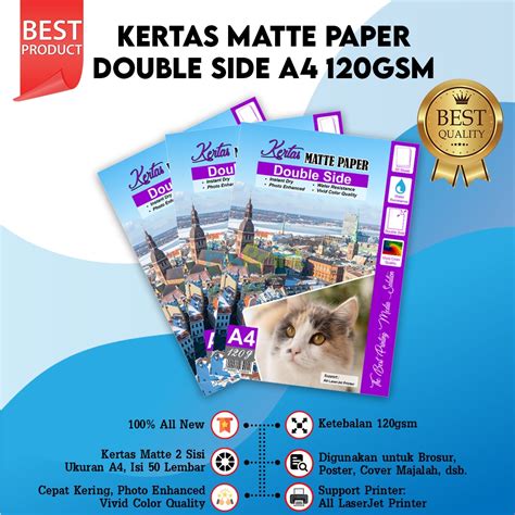 Jual Kertas Matte A4 120gsm 1 Pack50pcs Shopee Indonesia