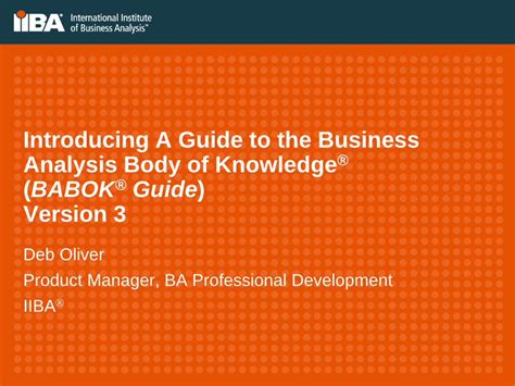 Pdf Introducing A Guide To The Business Analysis Body Of Babok V3 W · Introducing A