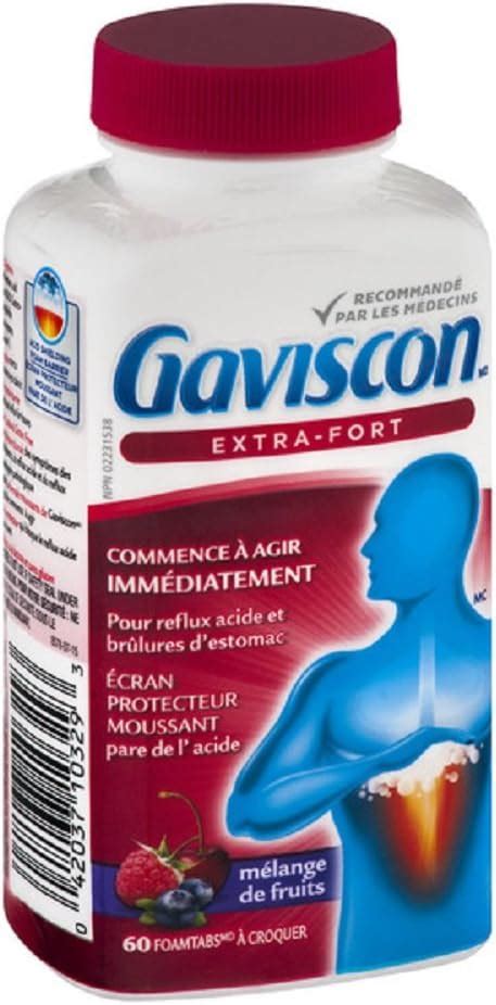 Gaviscon Lot de 60 comprimés antiacides moussants à mâcher pour