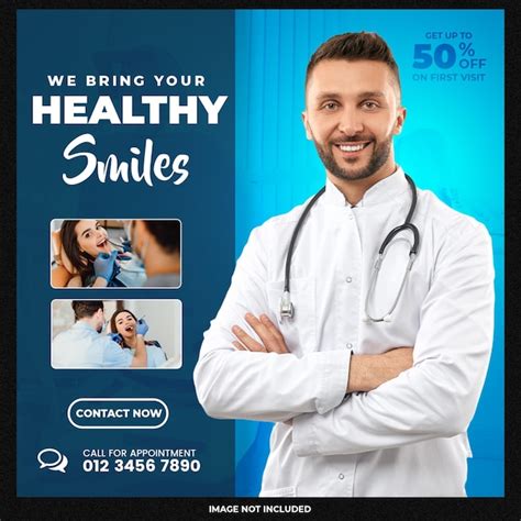 Modelo de banner de mídia social para dentista e atendimento