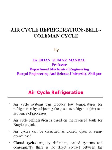 Air Cycle Refrigeration Bell Coleman Cycle Pdf Refrigeration Air Conditioning