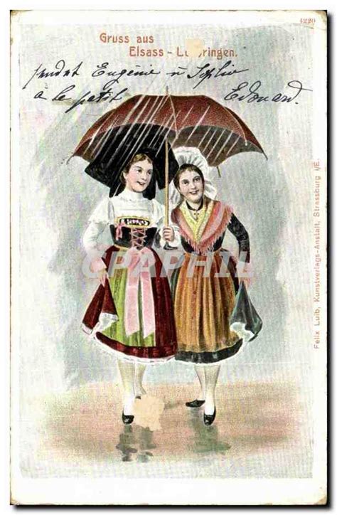 Carte Postale Ancienne GRuss Aus Elsass Lothringen Folklore Enfants