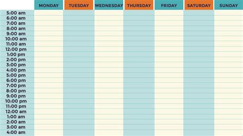 Printable Weekly Calendar With Time Slots Weekly Calendar Template