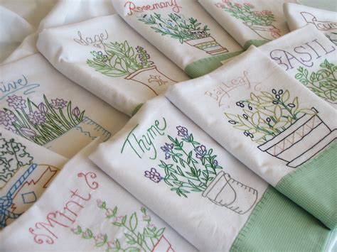 10 Herb Tea Towel Set Kitchen Flour Sack By StitchesBringHope