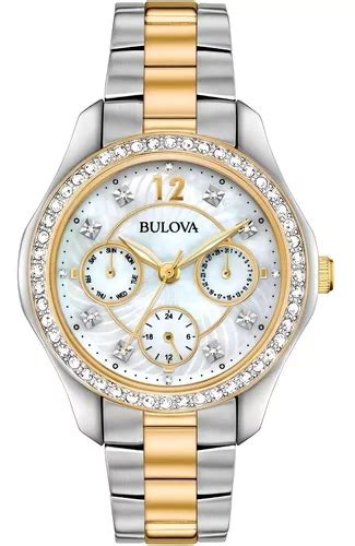 Reloj Bulova Dama 98n114 Cristales Swarovski Pearl Original