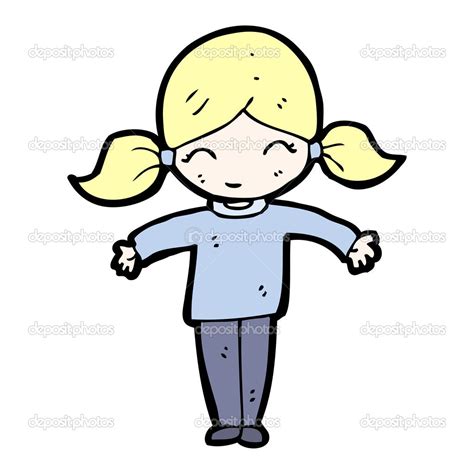 Cartoon Happy Blond Girl Stock Illustration By ©lineartestpilot 14913653