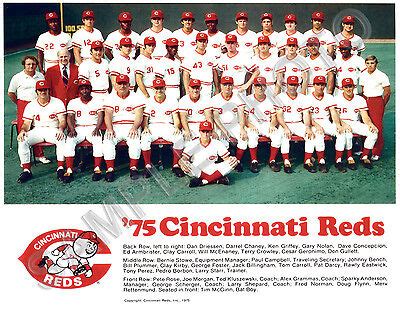 1975 CINCINNATI REDS BIG RED MACHINE WORLD SERIES CHAMPIONS 8X10 TEAM