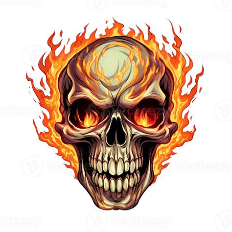 Ai Generated Skull Fire Art Illustrations For Stickers Tshirt Design Poster Etc 36556286 Png