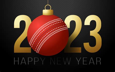 Cricket 2023 Happy New Year Sports Greeting Card With Golden Cricket