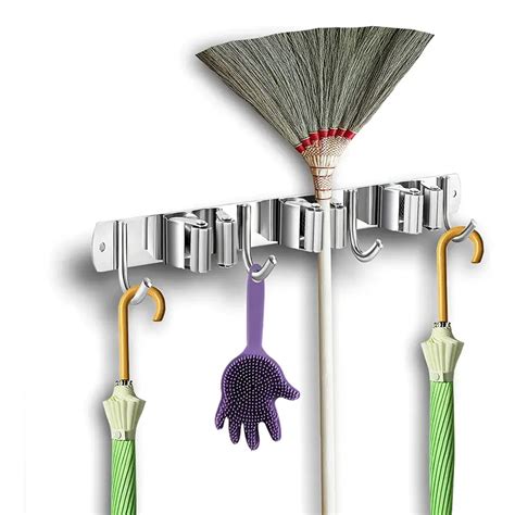 Broom Mop Holder Wall Mounted Broom Organizer Wall Mount Mop Temu