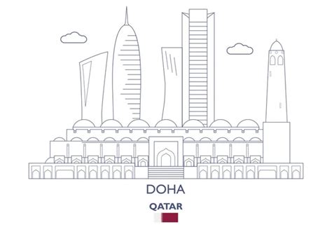 Doha Skyline Vector Vector Images Depositphotos