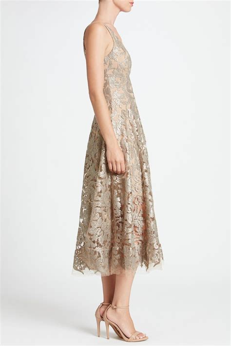 Blair Sequin Lace Fit And Flare Midi Dress Platinum 3 Fit Flare Dress Dresses Fit And Flare