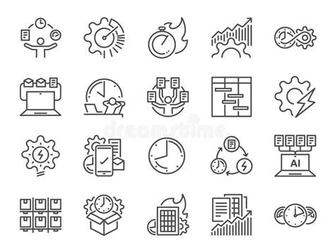 Efficiency Line Icon Set Included The Icons As Velocity Organizing