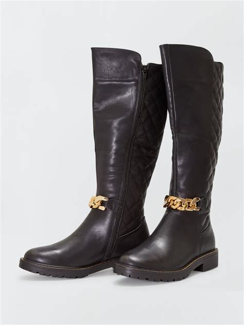 Bottes Cavalières Matelassées Avec Chaine Dorée Noir Kiabi 45 00€