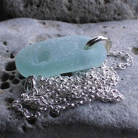 Large Seafoam Bubble Sea Glass Sterling Silver Pendant Etsy