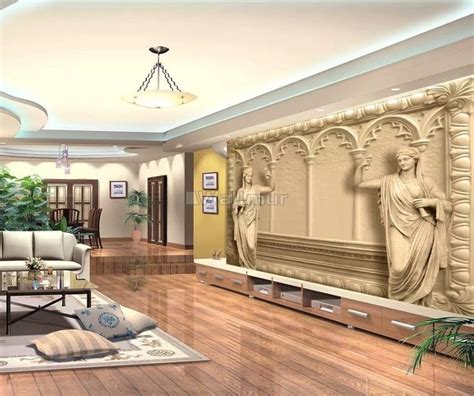 3d Embossed Look Byzantine Sculptures Wallpaper Mural