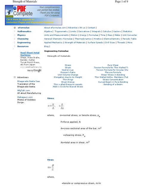 Eformulae Mathematics Physics Chemistry Engineering Resources | PDF ...