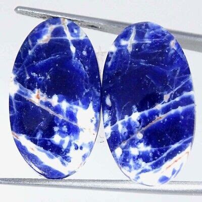 Cts Natural Sodalite Cabochon Pair Oval Loose Gemstones Ebay