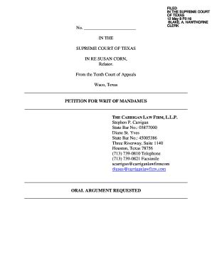 Fillable Online Supreme Courts State Tx Petition For Writ Of Mandamus