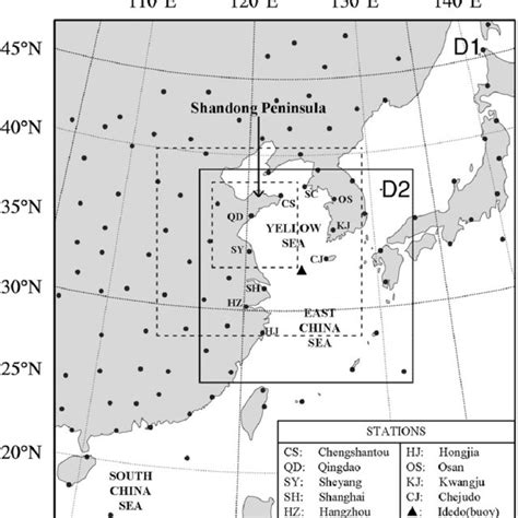 Geographic Map Of The Yellow Sea The Two Domains With Solid Lines