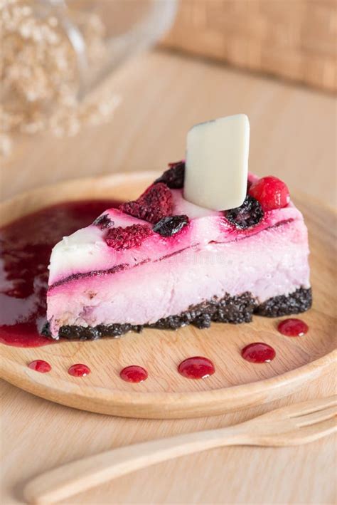 Mixed Berry Mousse Cake On Plate Stock Photo Image Of Delicious