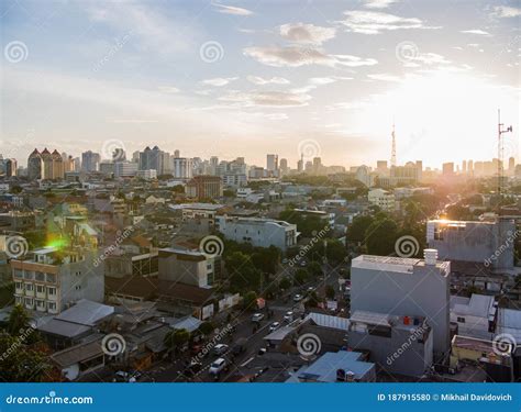 Beautiful Sunset Over The Capital Of Indonesia Jakarta Editorial