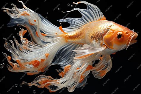 Premium Photo Elegance In Motion White Platinum Butterfly Koi Fish